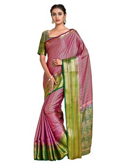Mimosa - Purple Kanjivaram Style Art Silk Saree With Unstitched Blouse