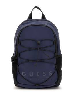 Guess - Navy Blue Polyurethane Solid Men Backpack