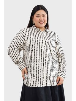 Virgio - Stripes Viscose Design Print Plus Size Shirt