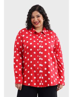 Virgio - Viscose Polka Dot Regular Fit Plus Size Shirt