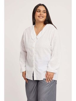 Virgio - Self Design Cotton Eyelet Plus Size Shirt for Women