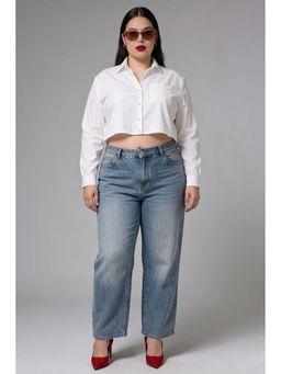 Virgio - Solid Cotton Crop Plus Size Shirt for Women