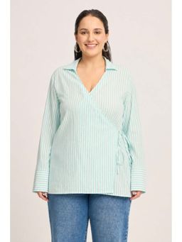 Virgio - Stripes Viscose Collared Plus Size Shirt for Women