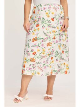 Virgio - Floral Midi Flare Wrap Plus Size Skirt for Women