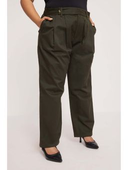 Virgio - Solid Cotton Straight-Leg Work Plus Size Trouser