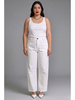 Virgio - Solid Cotton Plus Size Barrel Pants