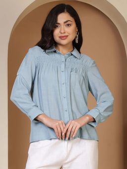FFU - Blue Women Regular Fit Casual Shirt