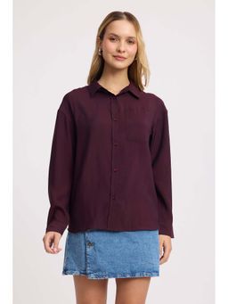 Virgio - Solid Viscose Classic Relaxed Fit Shirt for Women