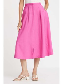 Virgio - Solid Viscose High Waist Skirt for Women