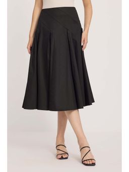 Virgio - Solid Slanting Pleat Detail Skirt for Women