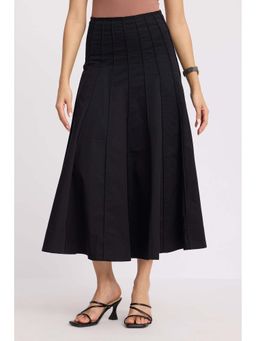Virgio - Solid Cotton High Waist Panelled Skirt for Women