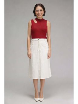 Virgio - Solid Cotton Denim Skirt