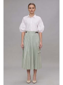 Virgio - Solid Cotton Pleated Skirt for Women