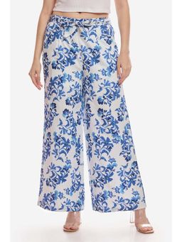 Virgio - Floral Cotton Bow Wide Leg Trouser with Belt