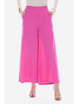 Virgio - Pink Solid Viscose Flared Trouser for Women