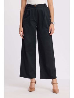 Virgio - Solid Cotton Wide Leg Trousers for Women