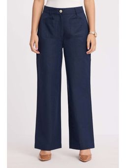 Virgio - Solid Cotton High-Rise Tailored Trousers for Women