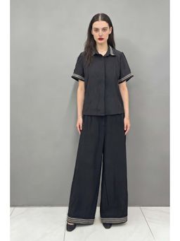 Virgio - Embellished Viscose Beaded Flared Trouser for Women