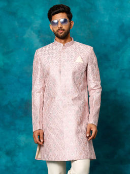 Vastramay - Mens Purple Silk Blend Sherwani Only Top