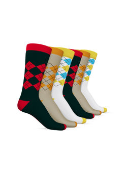 TalkingSox - Multi-Color Checks Bamboo Calf Length Socks (Pack of 6)