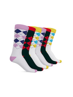 TalkingSox - Multi-Color Checks Bamboo Calf Length Socks (Pack of 6)