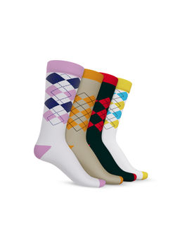 TalkingSox - Multi-Color Checks Bamboo Calf Length Socks (Pack of 4)