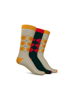 TalkingSox - Multi-Color Checks Bamboo Calf Length Socks (Pack of 3)