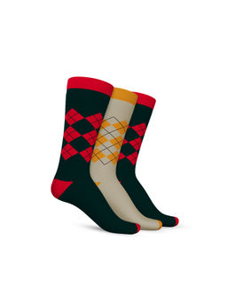 TalkingSox - Multi-Color Checks Bamboo Calf Length Socks (Pack of 3)