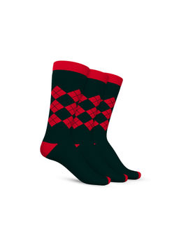 TalkingSox - Multi-Color Checks Bamboo Calf Length Socks (Pack of 3)