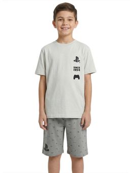 R&B - Boys Grey Pure Cotton T-Shirt with Shorts