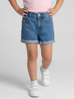 R&B - Girls Navy Blue Cotton Shorts