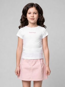R&B - Girls White Cotton T-Shirt