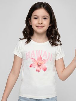 R&B - Girls White Cotton T-Shirt