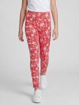 R&B - Girls Red Cotton Lycra Leggings