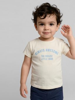 R&B - Boys Off White Cotton T-Shirt