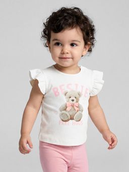R&B - Girls White Cotton T-Shirt