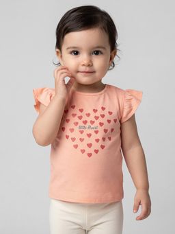 R&B - Girls Peach Cotton T-Shirt