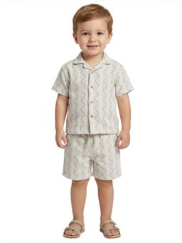 R&B - Boys Off White Polyester Co-Ord Set