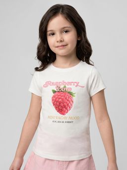 R&B - Girls White Cotton T-Shirt