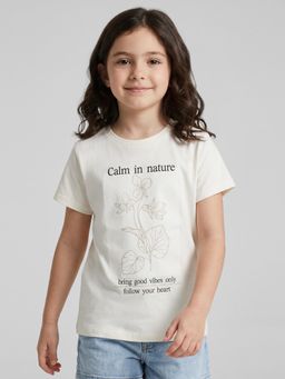 R&B - Girls Off White Cotton T-Shirt