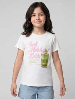 R&B - Girls White Cotton T-Shirt