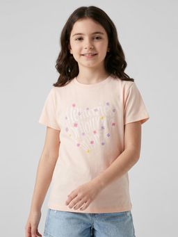 R&B - Girls Peach Cotton T-Shirt