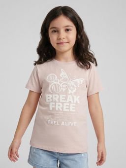 R&B - Girls Peach Cotton T-Shirt