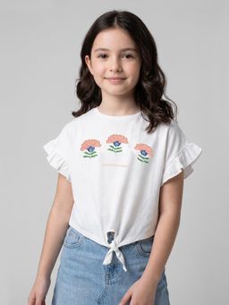 R&B - Girls White Cotton T-Shirt