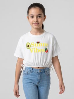 R&B - Girls White Cotton T-Shirt