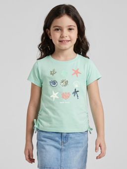 R&B - Girls Green Cotton T-Shirt