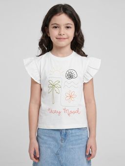 R&B - Girls White Cotton T-Shirt