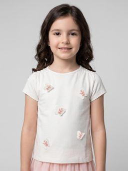 R&B - Girls White Cotton T-Shirt