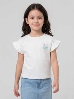 R&B - Girls White Cotton T-Shirt