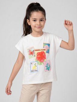 R&B - Girls White Cotton T-Shirt